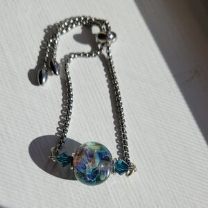 Silver and Multicolor Beaded Bracelet